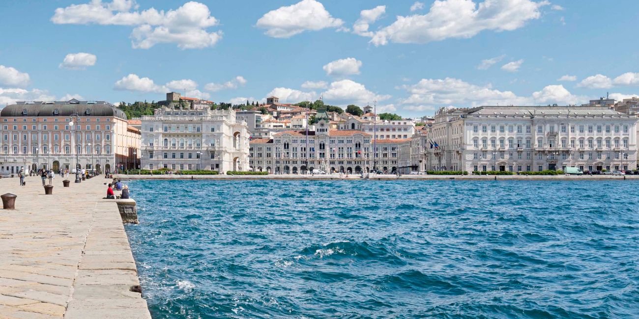 Lake and the buildings in the background in Trieste