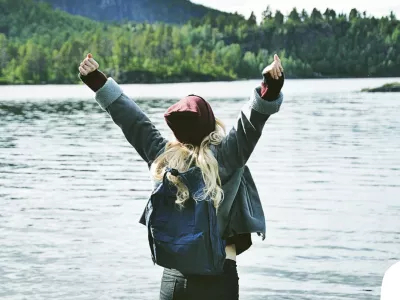 Girl at a lake