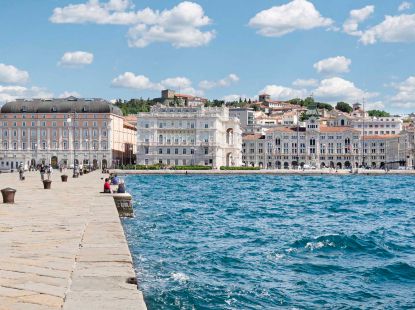 Lake and the buildings in the background in Trieste