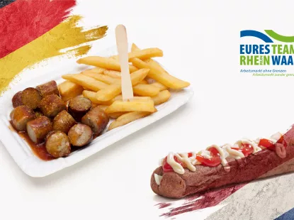 Currywurst and Frikandel served with sauce